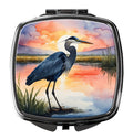 Great Blue Heron Evening Reflection Watercolor Compact Mirror Decorative Travel Makeup Mirror for Women Girls Gifts Pocket Makeup Mirror Folding Handheld