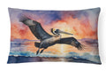 Pelican Coastal Sunset Flight Watercolor Decorative Throw Pillow 12x16 Indoor Outdoor Accent Cushion, Fabric Cover with Insert for Sofa, Bed, Porch & Living Room