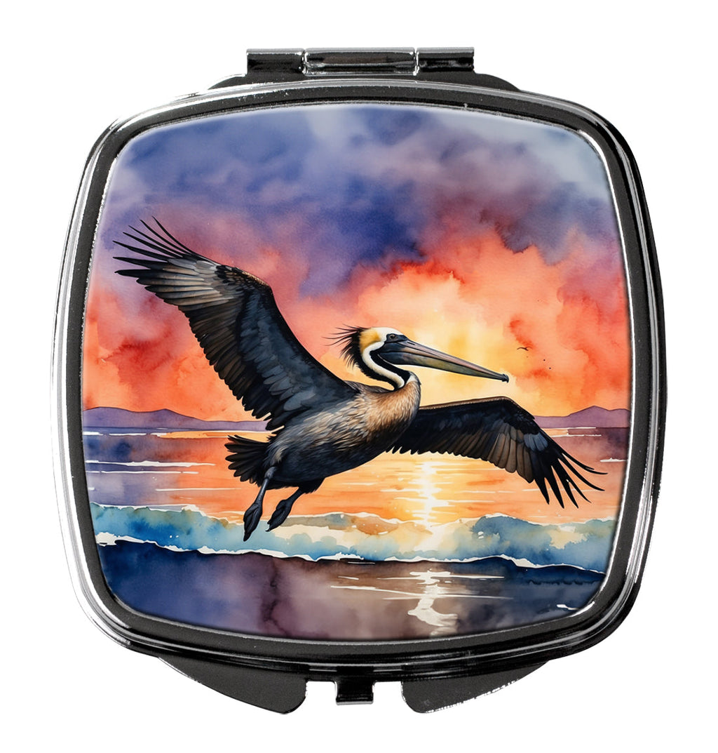 Pelican Coastal Sunset Flight Watercolor Compact Mirror Decorative Travel Makeup Mirror for Women Girls Gifts Pocket Makeup Mirror Folding Handheld
