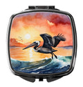 Pelican Ocean Waves Sunset Watercolor Compact Mirror Decorative Travel Makeup Mirror for Women Girls Gifts Pocket Makeup Mirror Folding Handheld