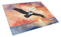 Pelican Sunset Sky Flight Watercolor Cutting Board Tempered Glass Kitchen Cutting Surface, Heat Resistant Chopping, Non-Slip Feet, Food Prep & Serving