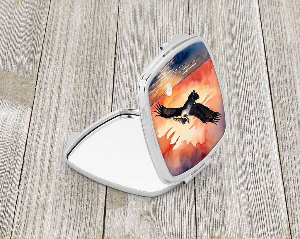 Pelican Sunset Sky Flight Watercolor Compact Mirror Decorative Travel Makeup Mirror for Women Girls Gifts Pocket Makeup Mirror Folding Handheld
