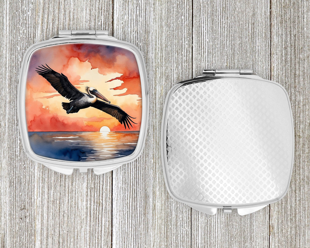 Pelican Sunset Sky Flight Watercolor Compact Mirror Decorative Travel Makeup Mirror for Women Girls Gifts Pocket Makeup Mirror Folding Handheld