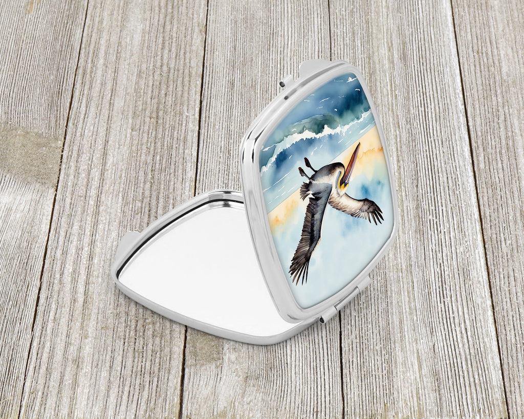 Pelican Coastal Flight Watercolor Compact Mirror Decorative Travel Makeup Mirror for Women Girls Gifts Pocket Makeup Mirror Folding Handheld