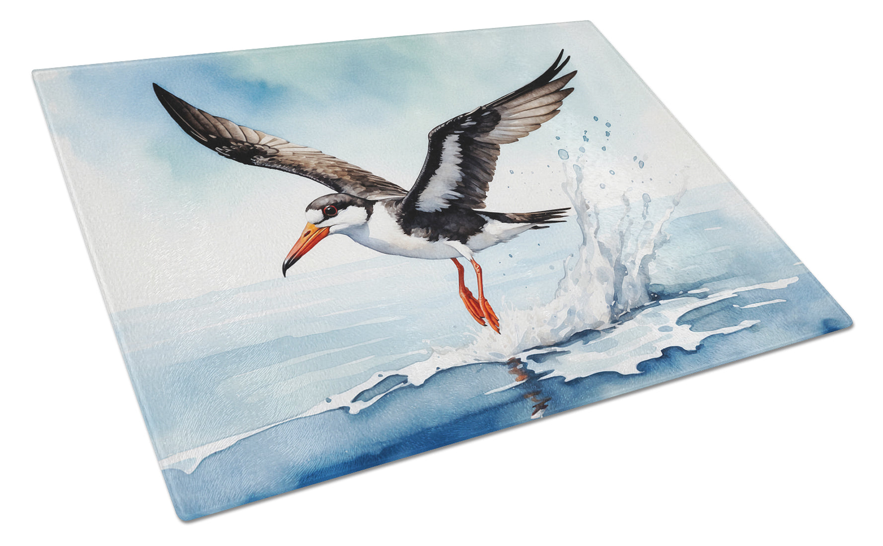Black Skimmer Cutting Board Tempered Glass Kitchen Cutting Surface, Heat Resistant Chopping, Non-Slip Feet, Food Prep & Serving