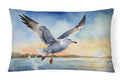 Seagull Flying Over Ocean Sunset Watercolor Decorative Throw Pillow 12x16 Indoor Outdoor Accent Cushion, Fabric Cover with Insert for Sofa, Bed, Porch & Living Room