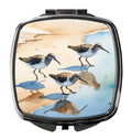 Sandpipers Running Along Shore Watercolor Compact Mirror Decorative Travel Makeup Mirror for Women Girls Gifts Pocket Makeup Mirror Folding Handheld