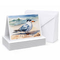Tern Resting on Beach Shore Watercolor Greeting Cards Pack of 8 Blank Cards with Envelopes Whimsical A7 Size 5x7