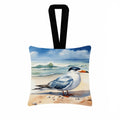 Tern Resting on Beach Shore Watercolor Hanging Square Fabric Ornament 3.5 × 3.5 Decorative Door-Knob & Tree Hanger, Soft Fabric