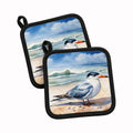 Tern Resting on Beach Shore Watercolor Pot Holder Set of 2 Heat Resistant Quilted Hot Pads 7.5 x 7.5 Inch, Insulated Kitchen Trivets for Cooking & Baking