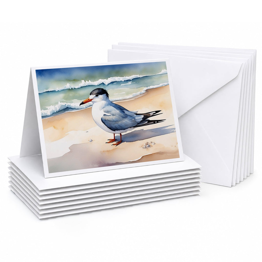 Tern Resting on Sandy Beach Watercolor Greeting Cards Pack of 8 Blank Cards with Envelopes Whimsical A7 Size 5x7