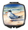 Tern Resting on Sandy Beach Watercolor Compact Mirror Decorative Travel Makeup Mirror for Women Girls Gifts Pocket Makeup Mirror Folding Handheld