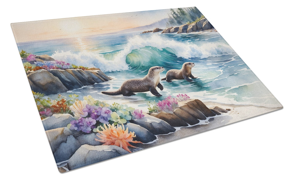 Coastal Wildlife Seals Cutting Board Tempered Glass Kitchen Cutting Surface, Heat Resistant Chopping, Non-Slip Feet, Food Prep & Serving