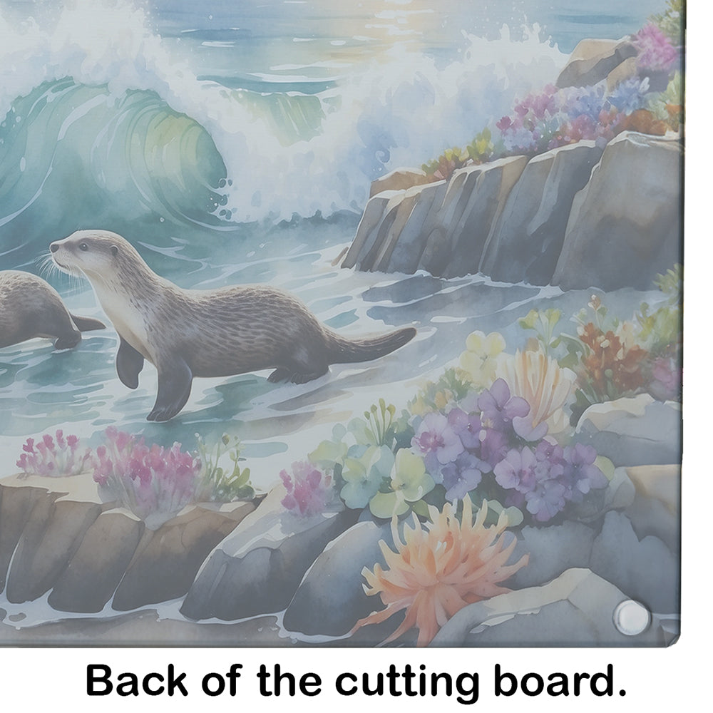 Coastal Wildlife Seals Cutting Board Tempered Glass Kitchen Cutting Surface, Heat Resistant Chopping, Non-Slip Feet, Food Prep & Serving