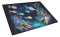 Bioluminescent Fish Cutting Board Tempered Glass Kitchen Cutting Surface, Heat Resistant Chopping, Non-Slip Feet, Food Prep & Serving