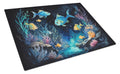 Bioluminescent Fish Cutting Board Tempered Glass Kitchen Cutting Surface, Heat Resistant Chopping, Non-Slip Feet, Food Prep & Serving