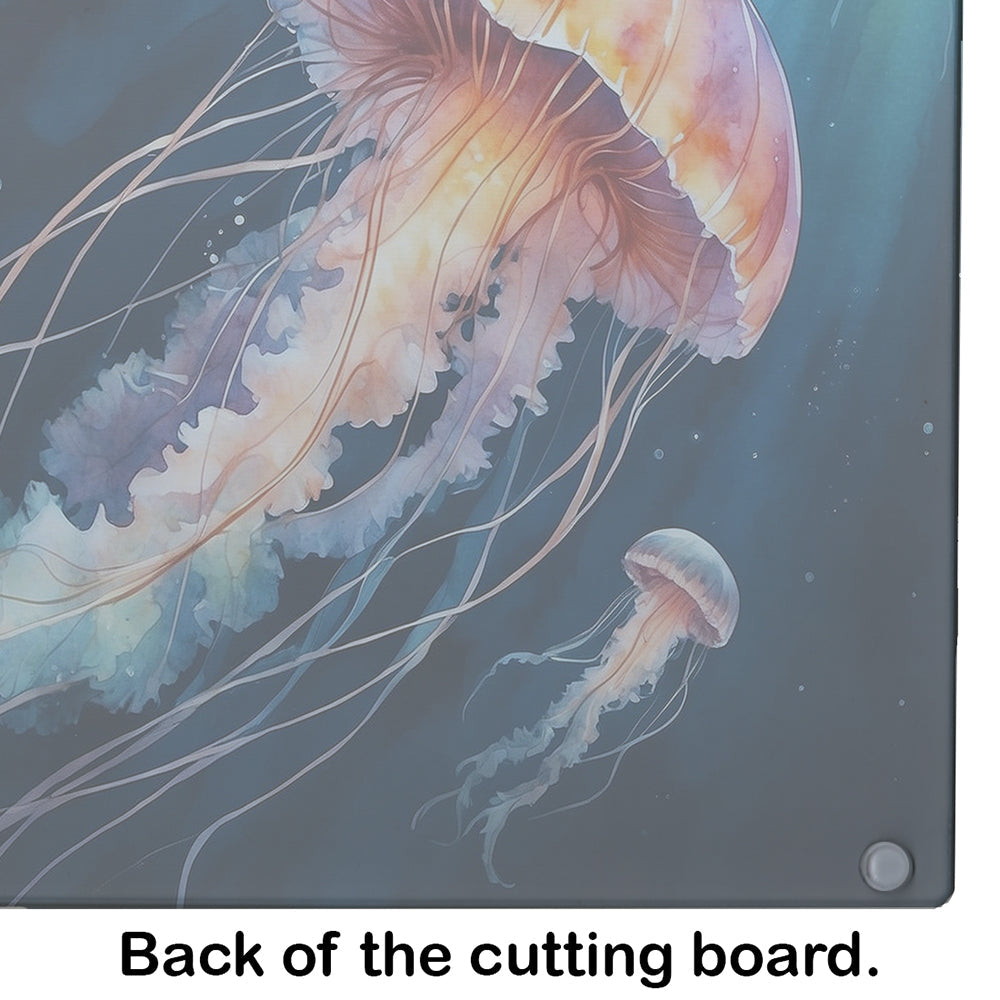 Deep-Sea Jellyfish Cutting Board Tempered Glass Kitchen Cutting Surface, Heat Resistant Chopping, Non-Slip Feet, Food Prep & Serving