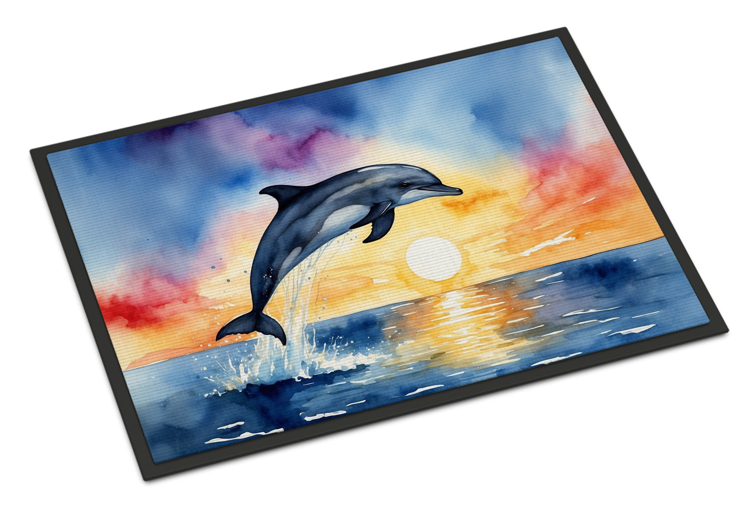 Dolphin Leaping at Sunrise Doormat Indoor Outdoor 24H X 36W Front Door Mat Rugs for Entryway, Non Slip Washable Low Pile,