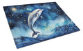 Dolphin in a Starry Sea Cutting Board Tempered Glass Kitchen Cutting Surface, Heat Resistant Chopping, Non-Slip Feet, Food Prep & Serving