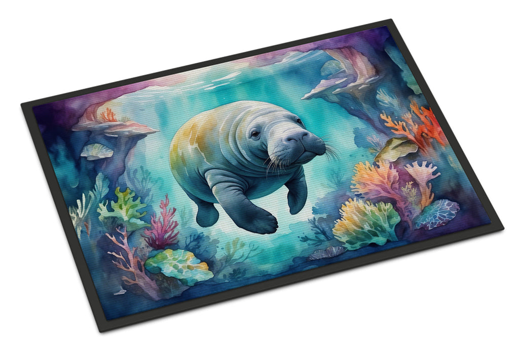 Manatee in a Dreamscape Doormat Indoor Outdoor 18H X 27W Front Door Mat Rugs for Entryway, Non Slip Washable