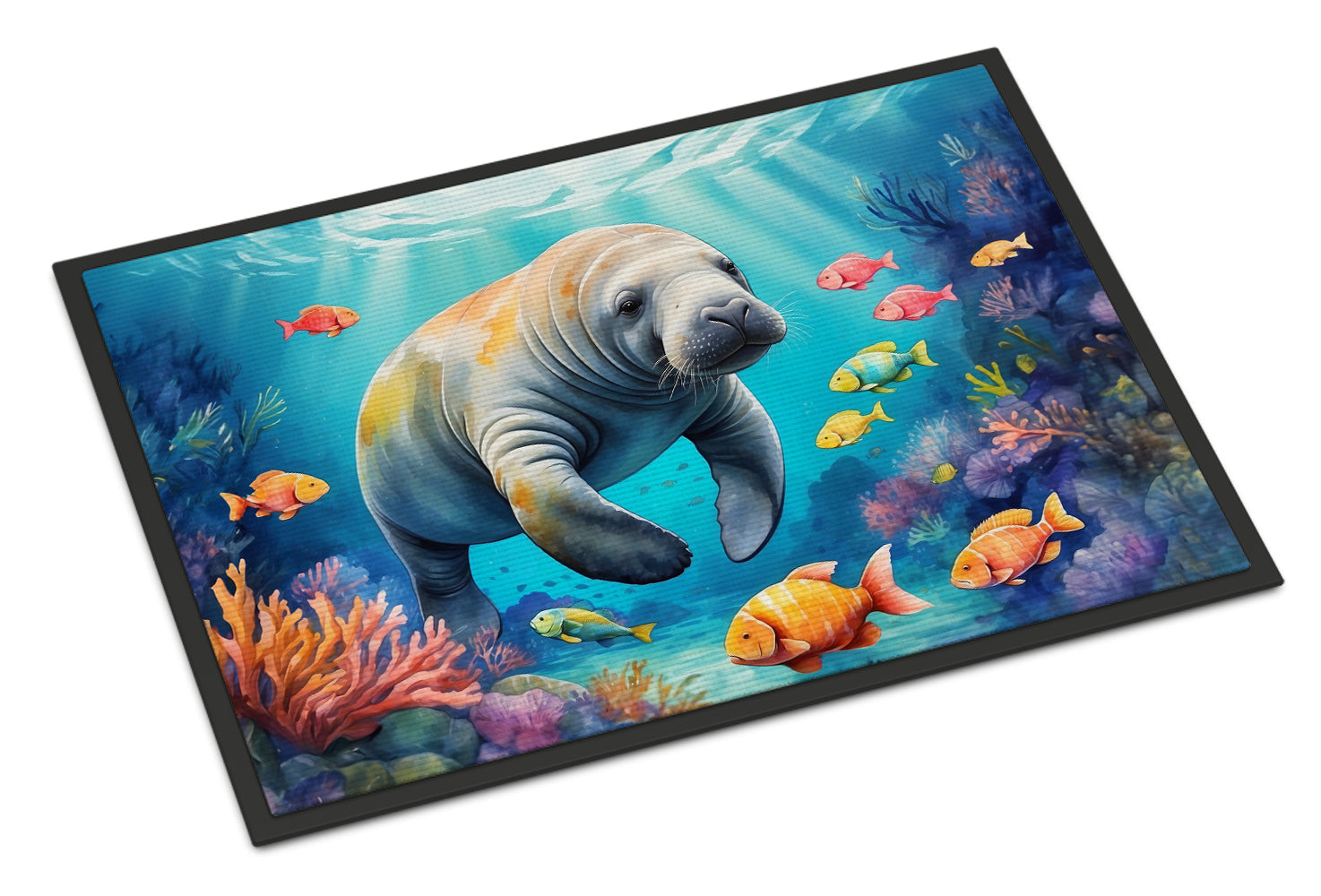 Summer Manatee Doormat Indoor Outdoor 24H X 36W Front Door Mat Rugs for Entryway, Non Slip Washable Low Pile,