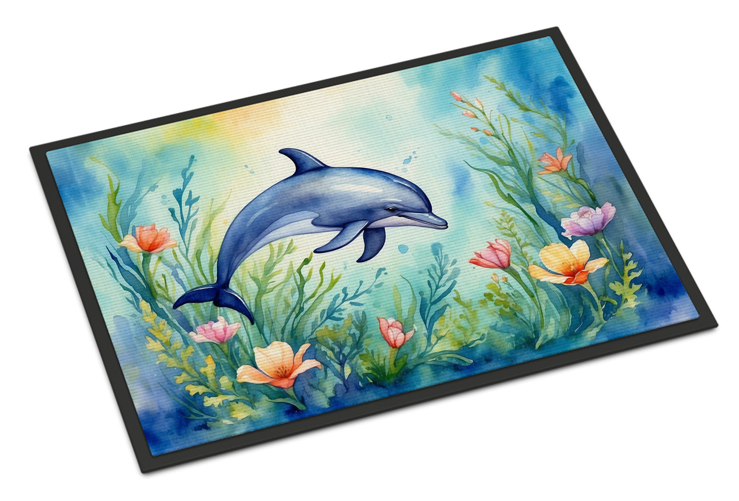 Spring Dolphin Doormat Indoor Outdoor 24H X 36W Front Door Mat Rugs for Entryway, Non Slip Washable Low Pile,
