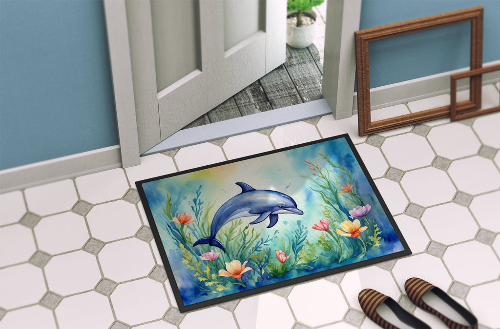 Spring Dolphin Doormat Indoor Outdoor 18H X 27W Front Door Mat Rugs for Entryway, Non Slip Washable