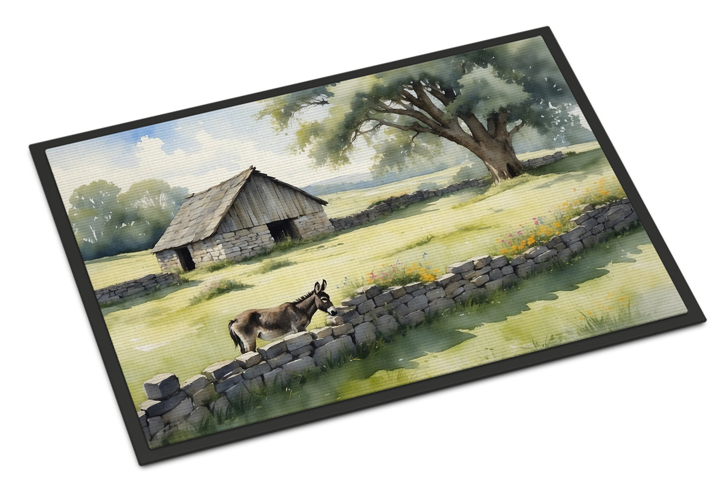 Donkey by the Stone Wall Doormat Indoor Outdoor 18H X 27W Front Door Mat Rugs for Entryway, Non Slip Washable