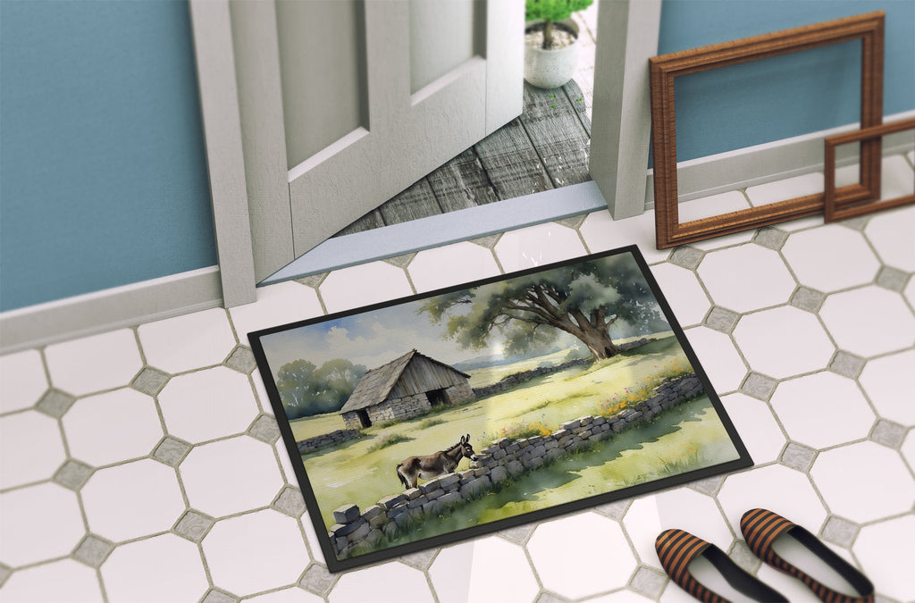 Donkey by the Stone Wall Doormat Indoor Outdoor 18H X 27W Front Door Mat Rugs for Entryway, Non Slip Washable