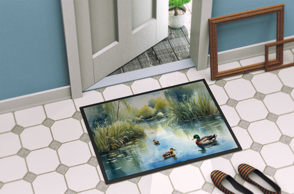 Ducks by the Pond Doormat Indoor Outdoor 24H X 36W Front Door Mat Rugs for Entryway, Non Slip Washable Low Pile,