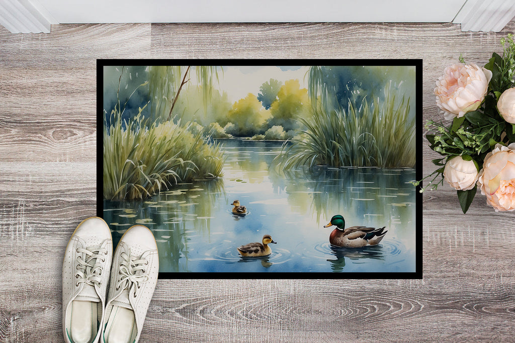Ducks by the Pond Doormat Indoor Outdoor 18H X 27W Front Door Mat Rugs for Entryway, Non Slip Washable