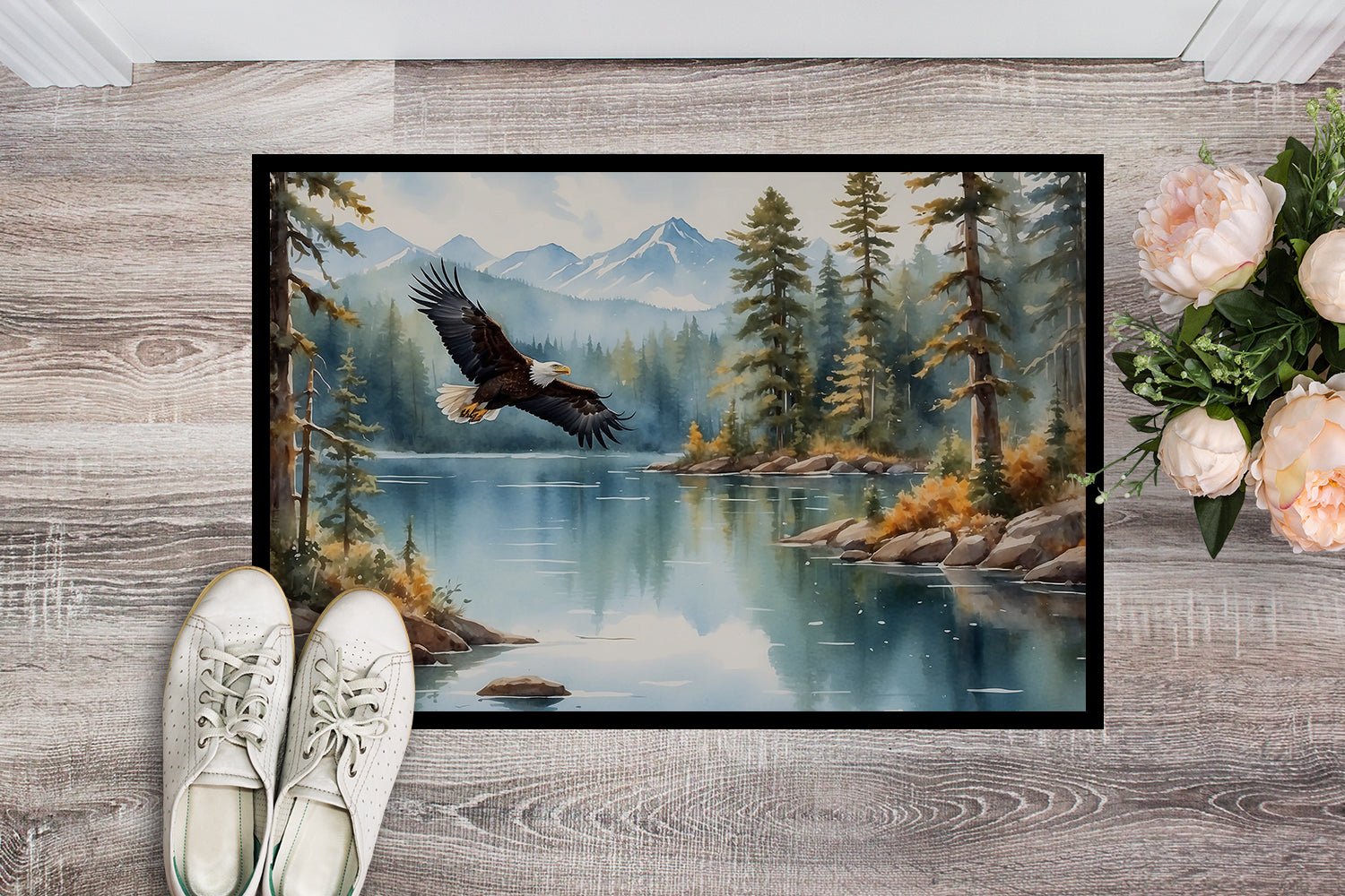 Eagle in Flight Doormat Indoor Outdoor 24H X 36W Front Door Mat Rugs for Entryway, Non Slip Washable Low Pile,