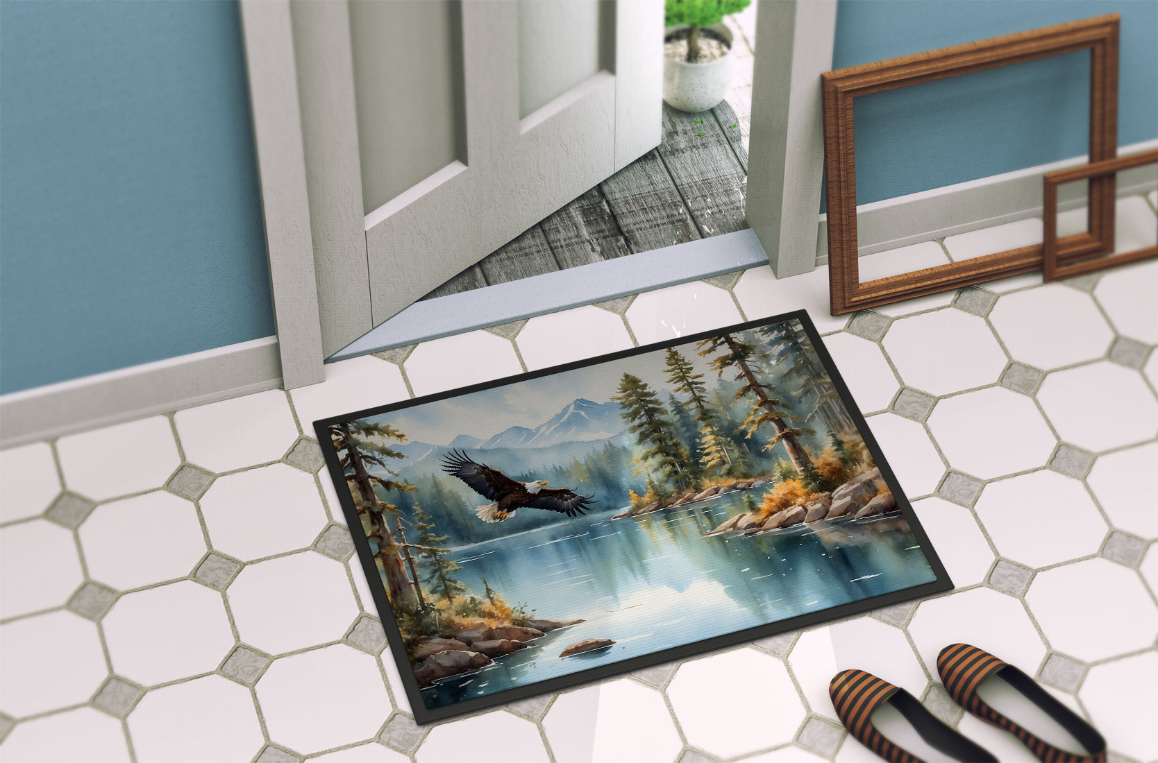 Eagle in Flight Doormat Indoor Outdoor 18H X 27W Front Door Mat Rugs for Entryway, Non Slip Washable