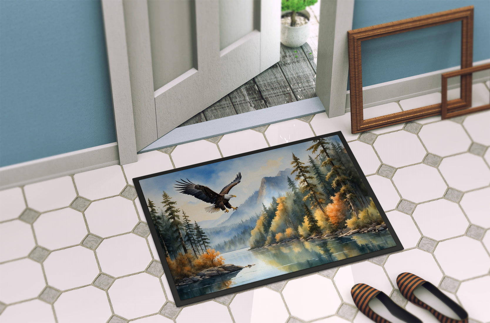Eagle in Flight Doormat Indoor Outdoor 24H X 36W Front Door Mat Rugs for Entryway, Non Slip Washable Low Pile,