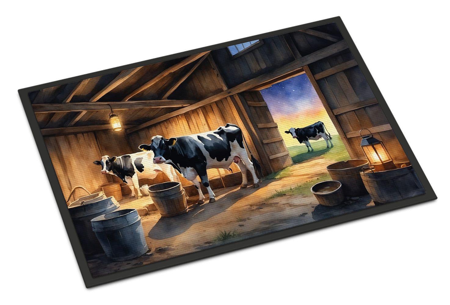 Cows Evening Milking Time Doormat Indoor Outdoor 18H X 27W Front Door Mat Rugs for Entryway, Non Slip Washable