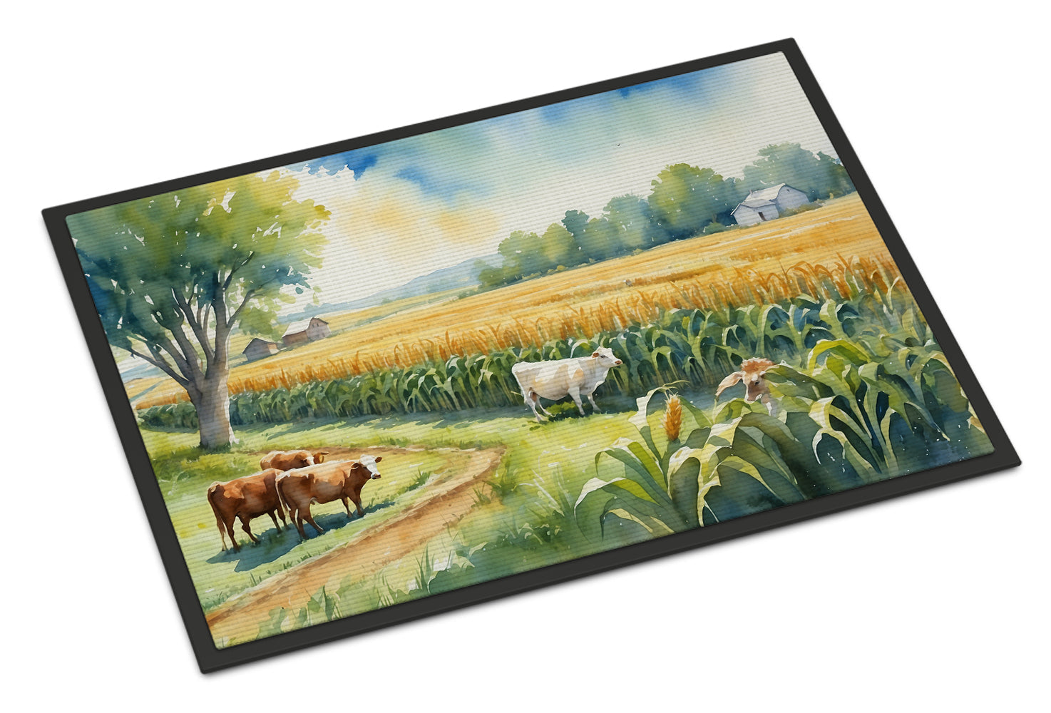 Cows by the Cornfield Doormat Indoor Outdoor 18H X 27W Front Door Mat Rugs for Entryway, Non Slip Washable