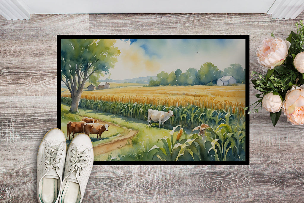 Cows by the Cornfield Doormat Indoor Outdoor 18H X 27W Front Door Mat Rugs for Entryway, Non Slip Washable
