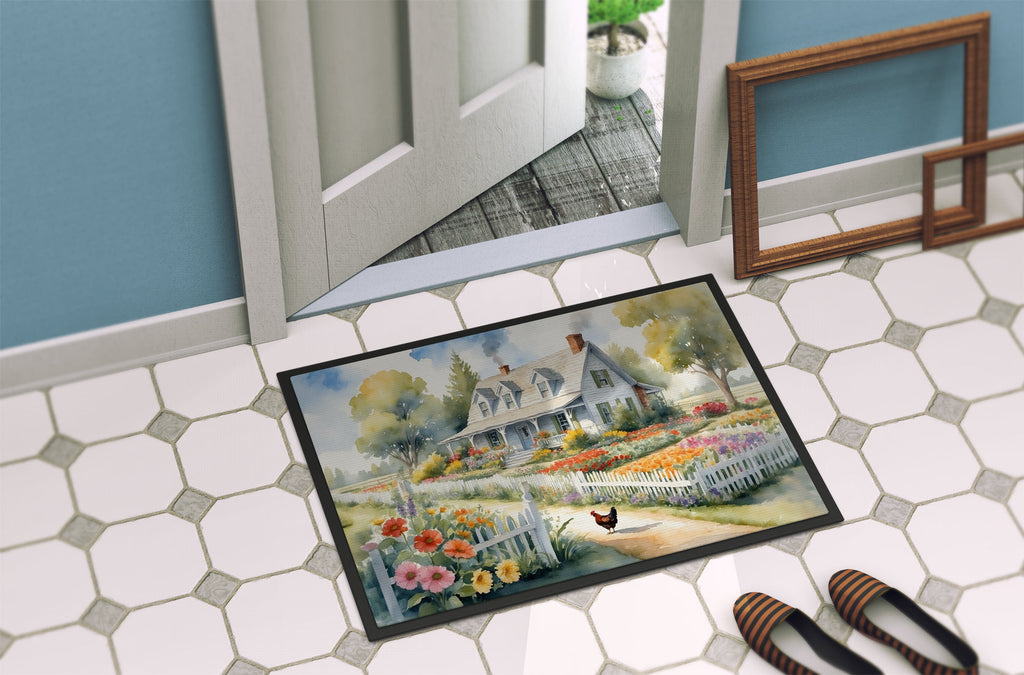 Chicken Farmhouse Garden Doormat Indoor Outdoor 24H X 36W Front Door Mat Rugs for Entryway, Non Slip Washable Low Pile,
