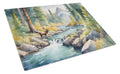 Mountain Stream Cutting Board Tempered Glass Kitchen Cutting Surface, Heat Resistant Chopping, Non-Slip Feet, Food Prep & Serving