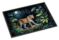 Leopard Nighttime in the Jungle Doormat Indoor Outdoor 24H X 36W Front Door Mat Rugs for Entryway, Non Slip Washable Low Pile,