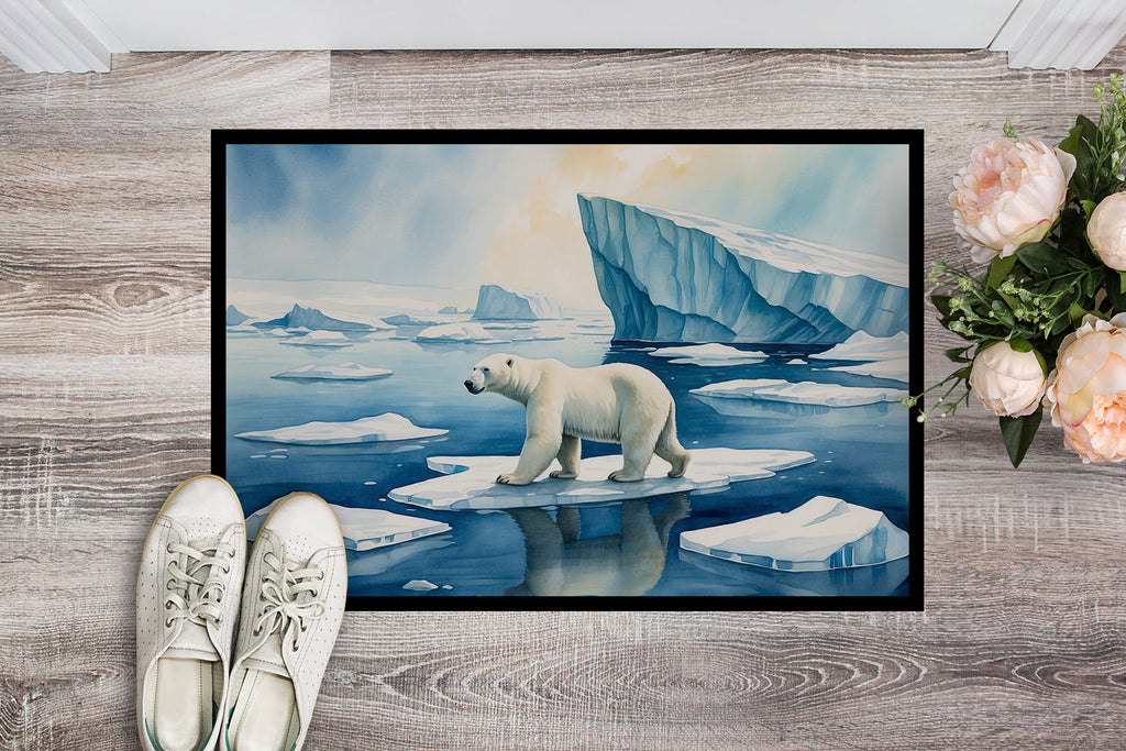 Polar Bear on the Ice Doormat Indoor Outdoor 24H X 36W Front Door Mat Rugs for Entryway, Non Slip Washable Low Pile,