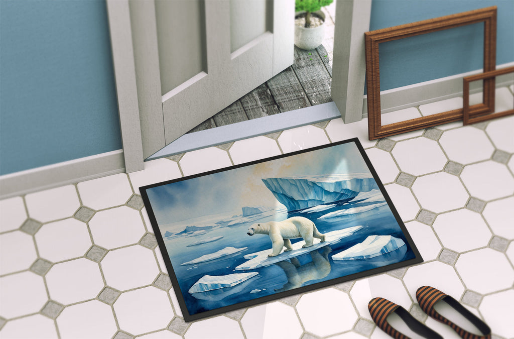 Polar Bear on the Ice Doormat Indoor Outdoor 18H X 27W Front Door Mat Rugs for Entryway, Non Slip Washable