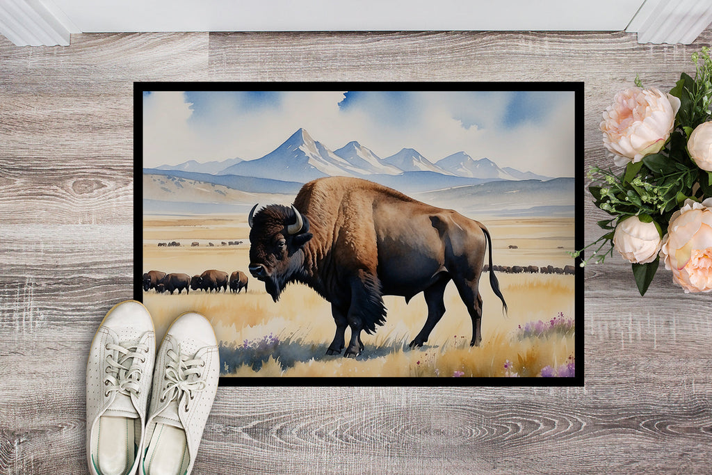 Prairie Bison Doormat Indoor Outdoor 18H X 27W Front Door Mat Rugs for Entryway, Non Slip Washable