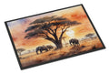 Elephants Savanna Sunrise Doormat Indoor Outdoor 24H X 36W Front Door Mat Rugs for Entryway, Non Slip Washable Low Pile,