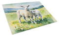 Springtime Lambs Cutting Board Tempered Glass Kitchen Cutting Surface, Heat Resistant Chopping, Non-Slip Feet, Food Prep & Serving