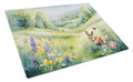 Rabbit Springtime Meadow Cutting Board Tempered Glass Kitchen Cutting Surface, Heat Resistant Chopping, Non-Slip Feet, Food Prep & Serving