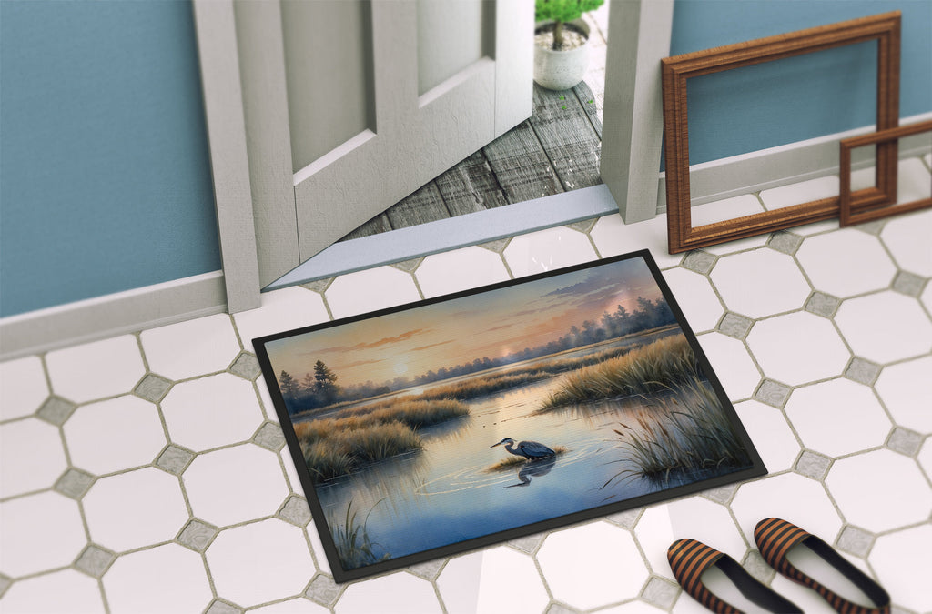 Wetland Wonders Blue Heron Doormat Indoor Outdoor 18H X 27W Front Door Mat Rugs for Entryway, Non Slip Washable