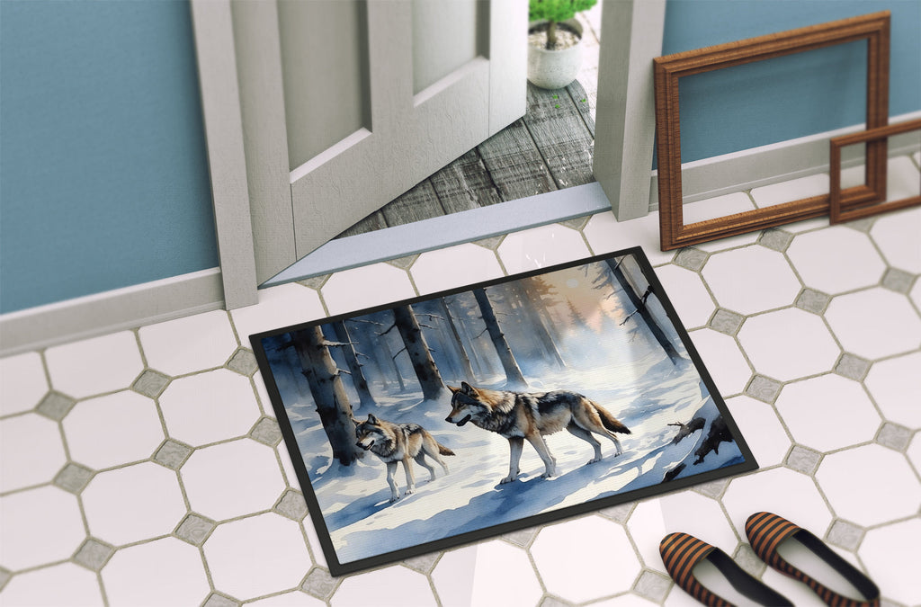 Winter Wolves Doormat Indoor Outdoor 24H X 36W Front Door Mat Rugs for Entryway, Non Slip Washable Low Pile,