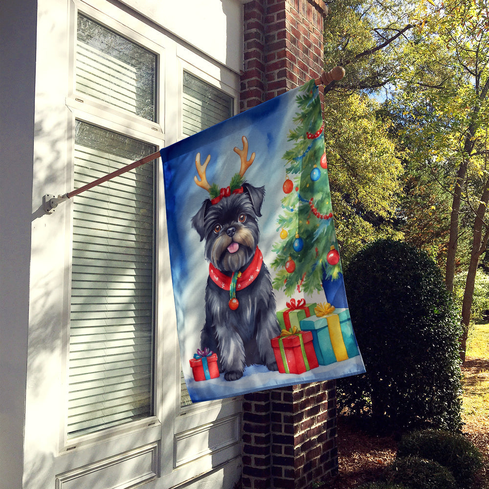 Affenpinscher Christmas Reindeer House Flag 28x40 Porch Sleeve Pole Decorative Outside Yard Banner Artwork Wall Hanging, Polyester