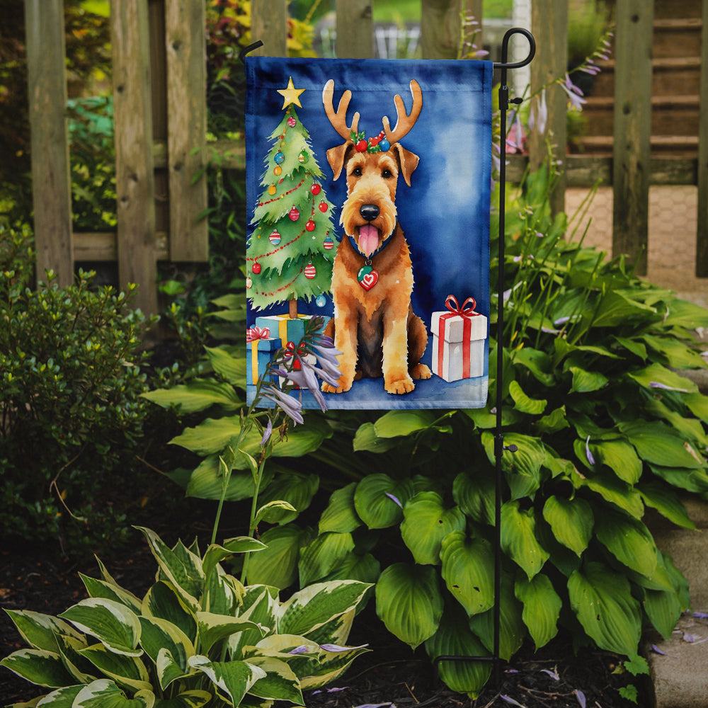 Airedale Terrier Christmas Reindeer Garden Flag Mailbox Decorative Yard Banner Outside Patio Artwork for Flower Beds, Garden Size, Multicolor